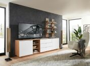 Nbytek do obvacho pokoje BASIC_ TV- sideboard 10 J3 99 25_ rozmry /v/h_ 240/77/44 cm + 2x zvsn policov panel 10 J3 99 50_ rozmry /v/h_ 38/120/22 cm_ foto s dekoracemi_ obr. 1